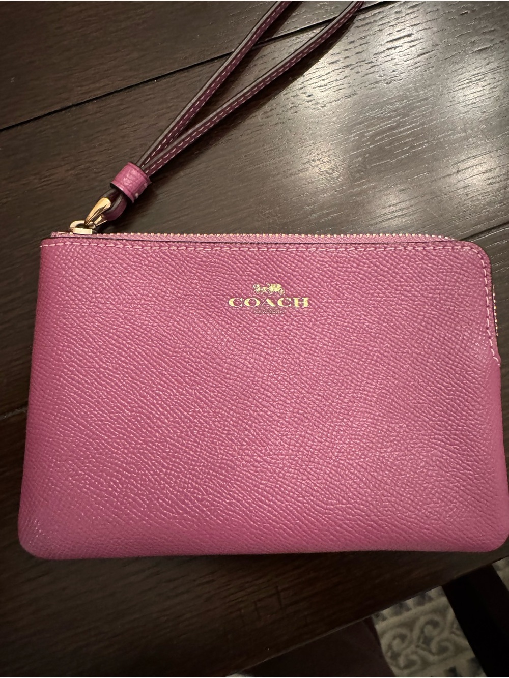 COACH Purple Leather Wristlet Pouch